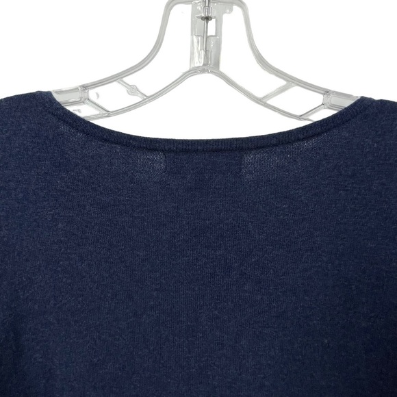 DG2 by Diane Gilman Navy Blue Blouson Chiffon Sleeve Peplum Blouse - Sz M - Picture 11 of 15